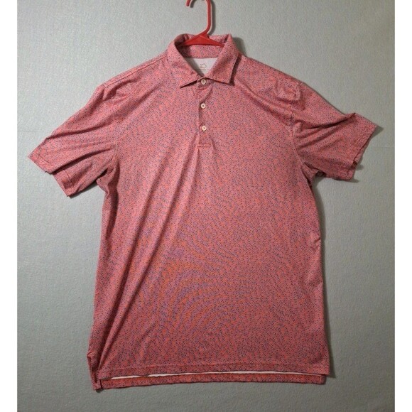 Southern Tide Shirt Mens Medium Shark Print AOP Performance Golf Polo Cocktail - Picture 1 of 7